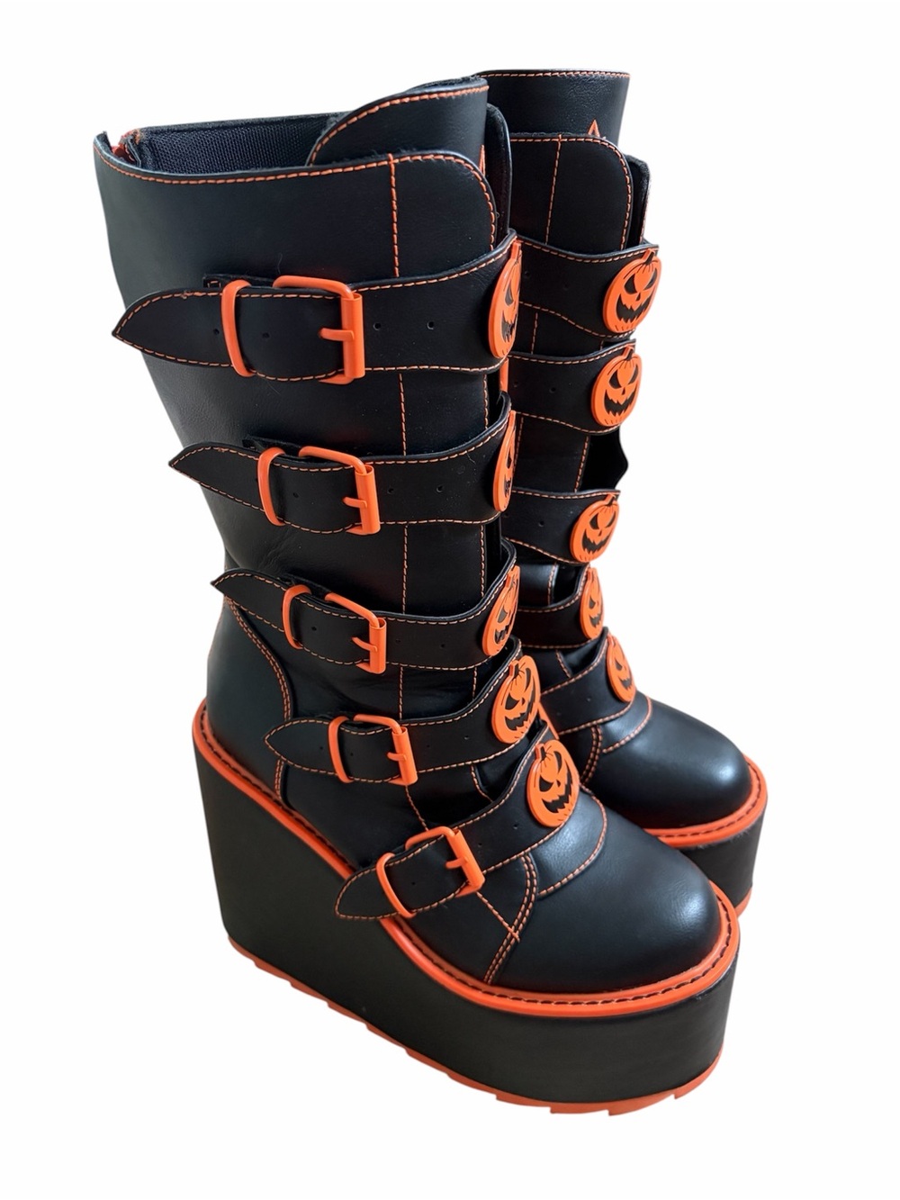 Dolls Kill YRU Dune Jack O Lantern Platform Boots Size 10 Halloween Cosplay - Picture 2 of 12